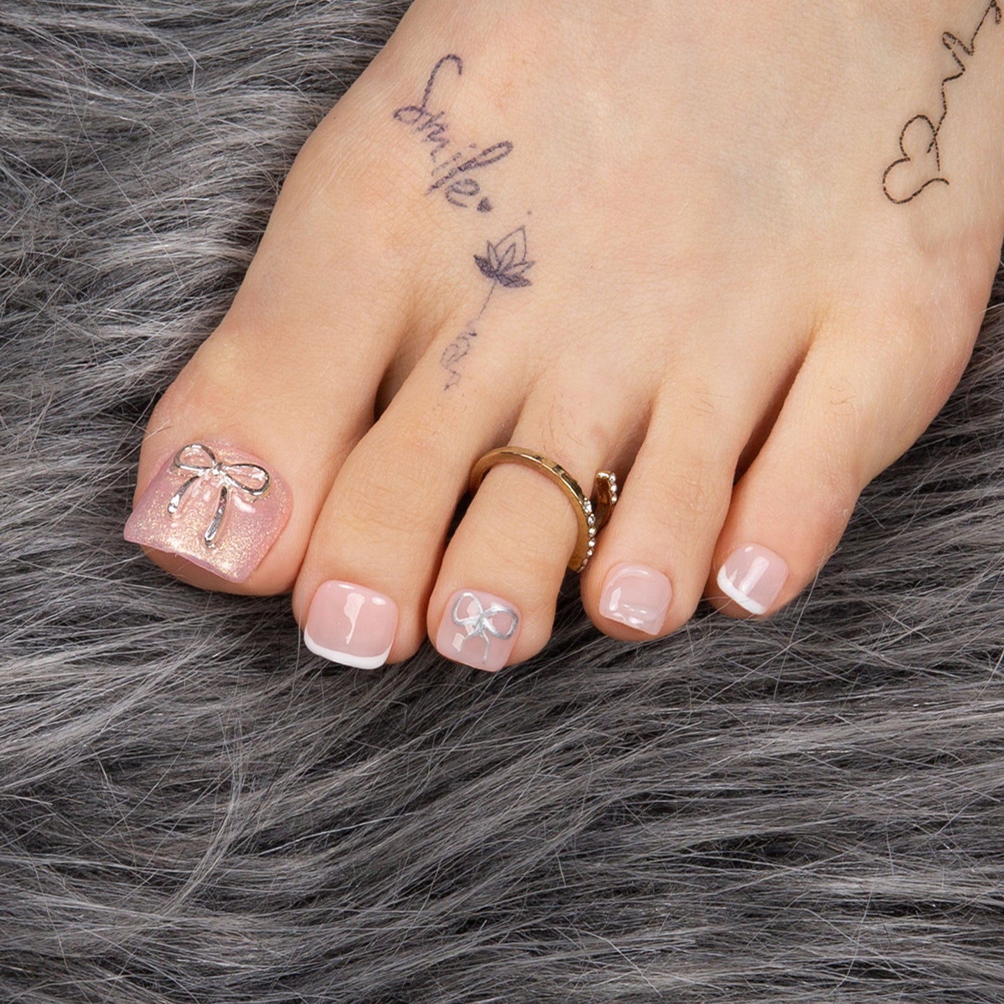 Dazzling Star French Tip T294 Toe Nails