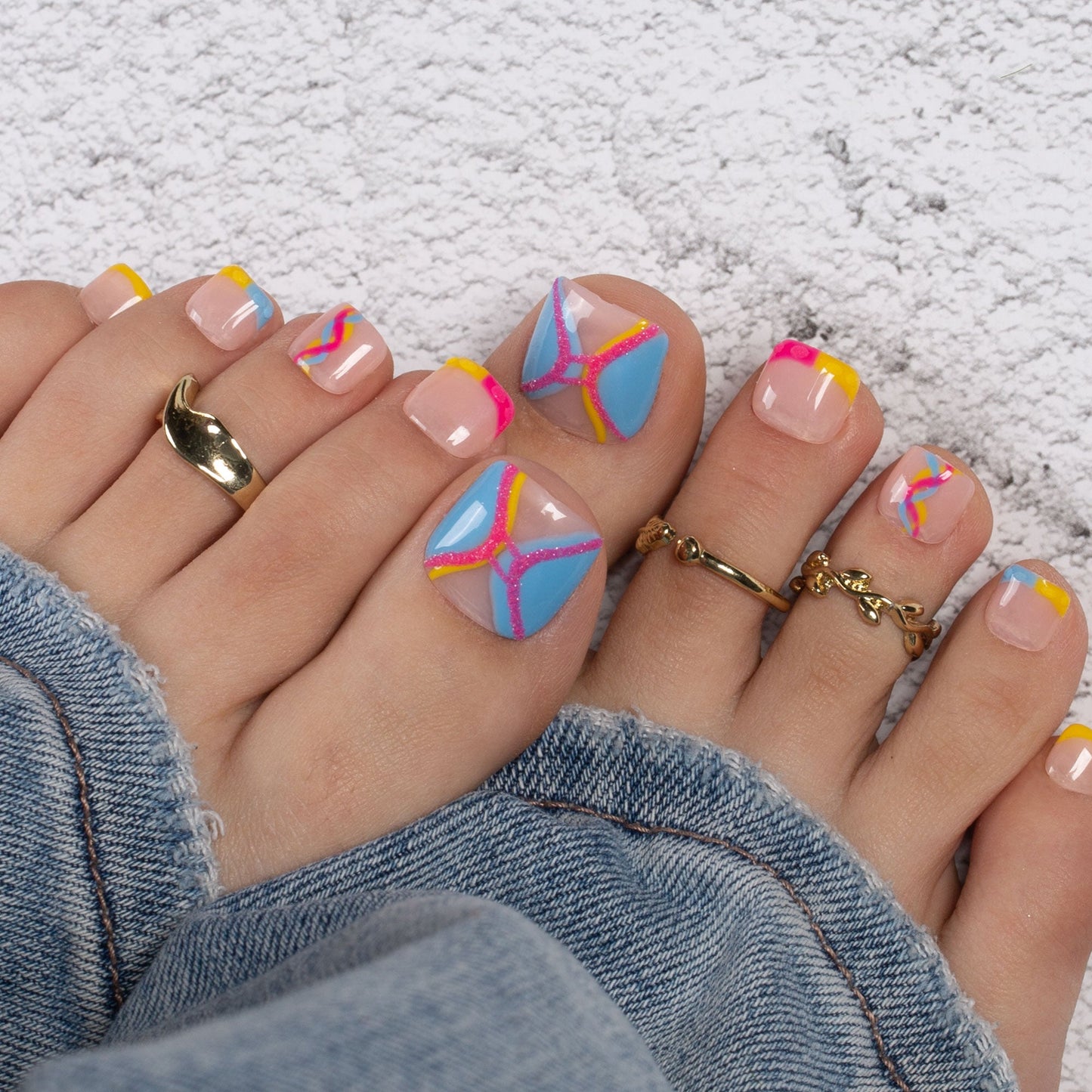 Gemini French Tip T172 Toe Nails