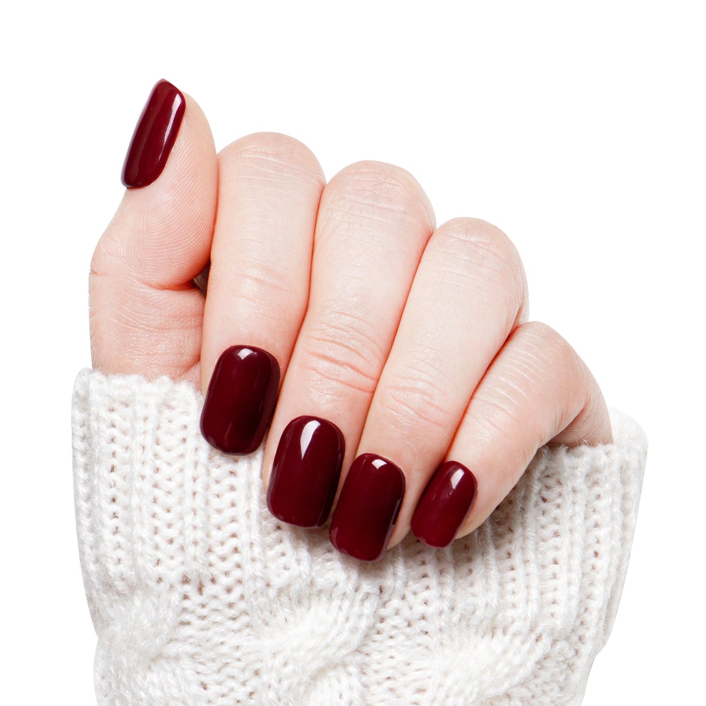 Burgundy Wine Pure Color Handmade Nails H8