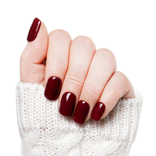 Burgundy Wine Pure Color Handmade Nails H8