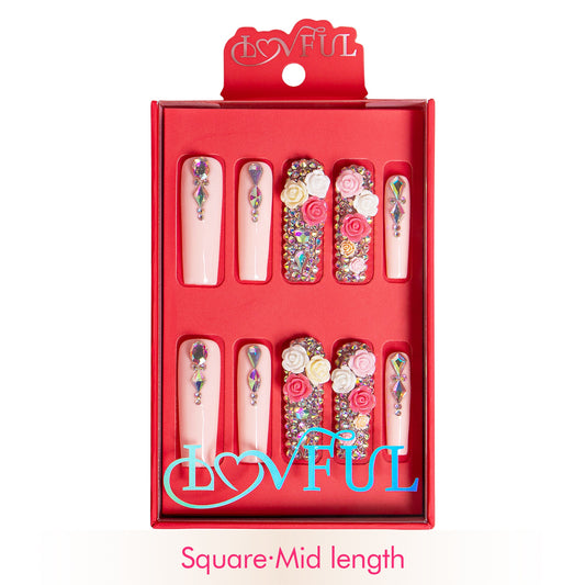 Rose Garden Handmade Nails H107