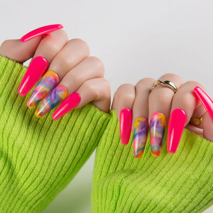 Gradient Neon Handmade Nails H442