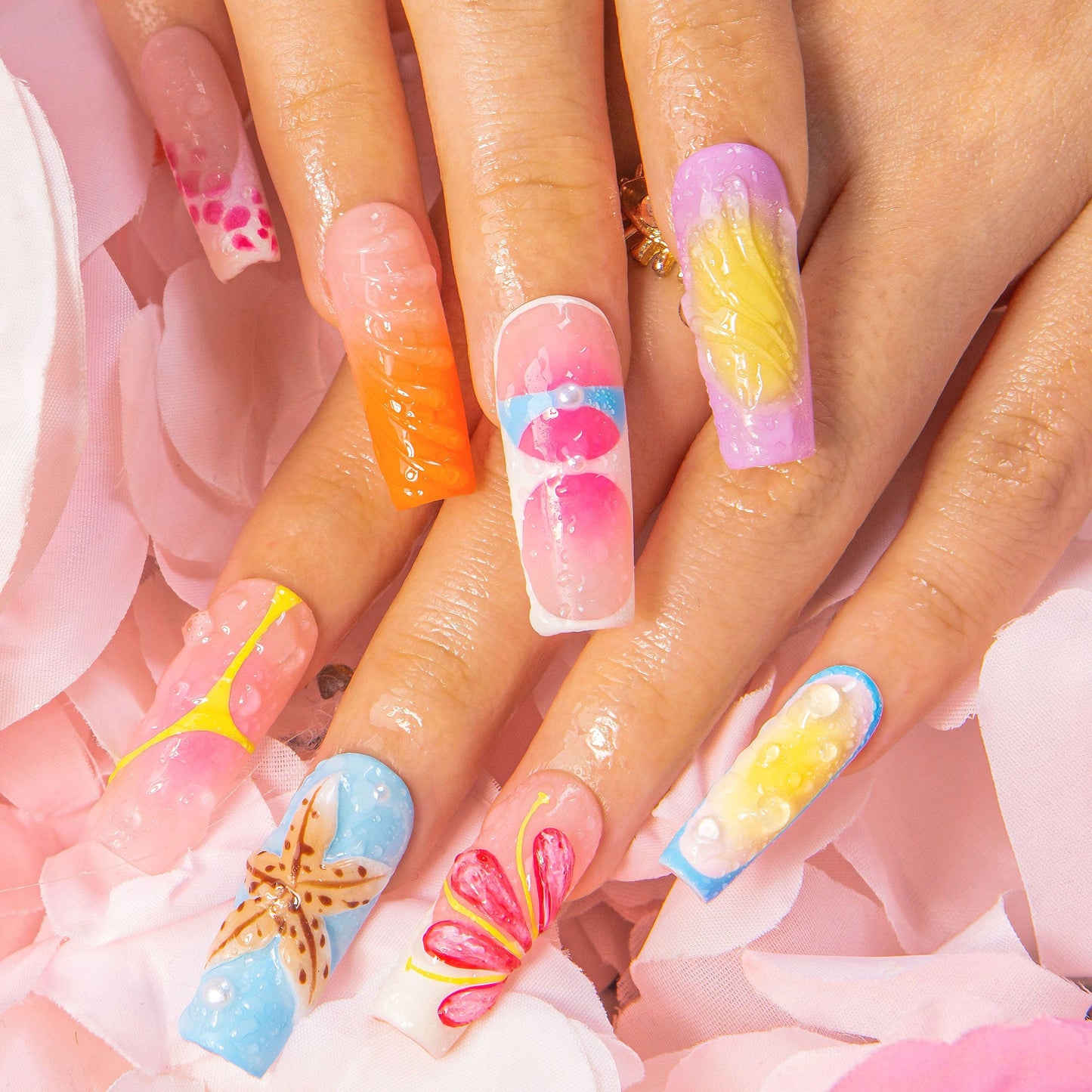 Pool Party Queen Handmade Nails H562