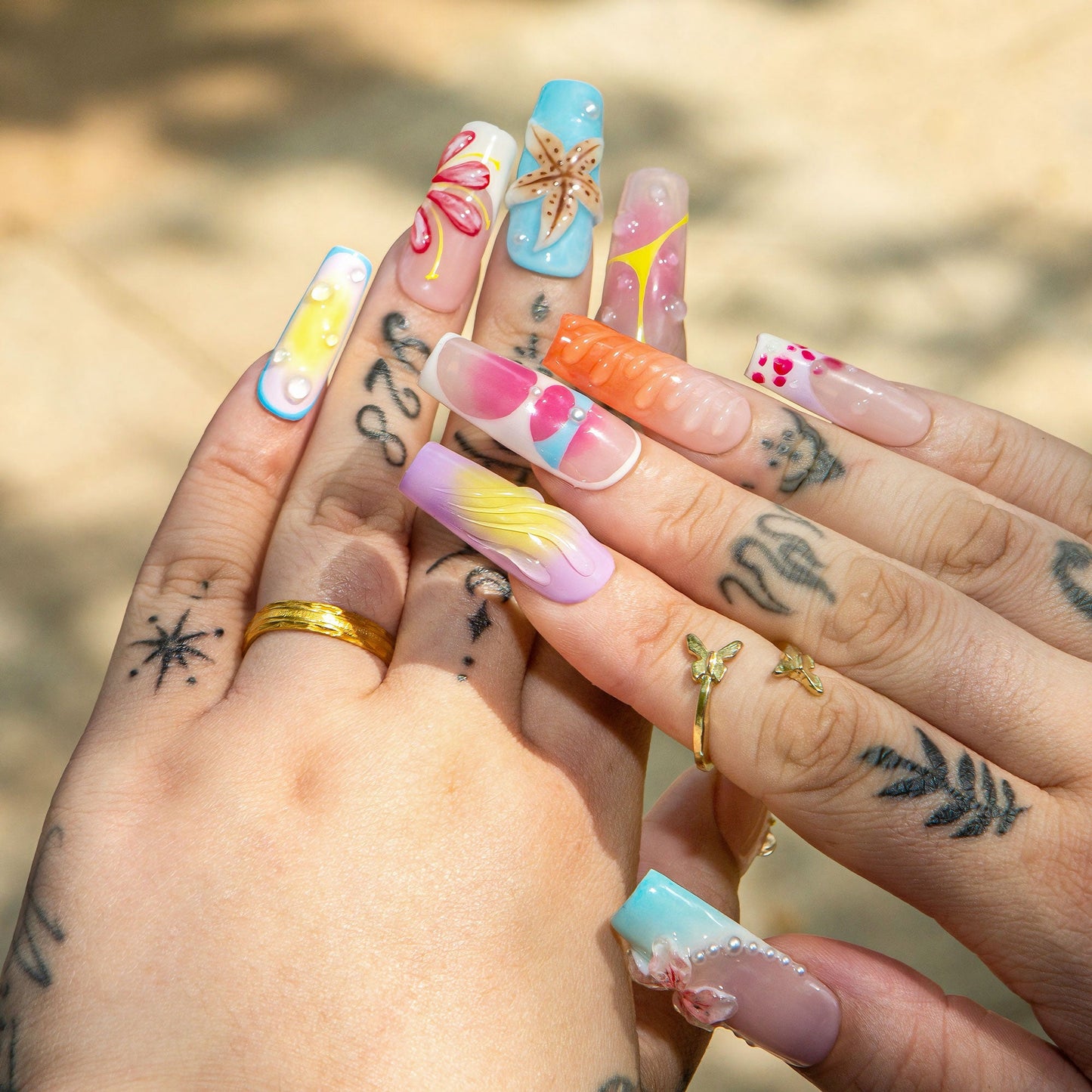 Pool Party Queen Handmade Nails H562