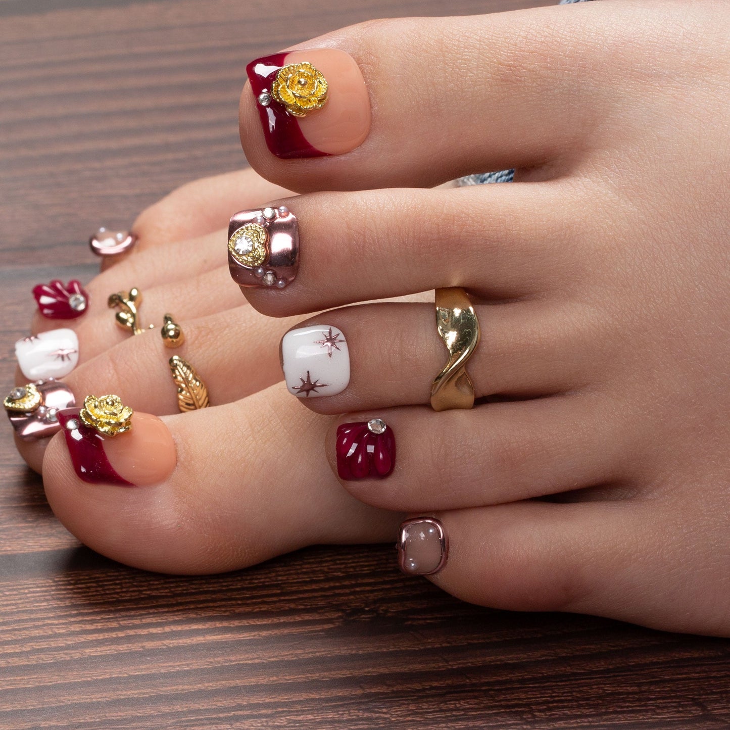 Royal Crimson T383 Toe Nails
