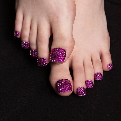 Classic Pink Rhinestone T150 Toe Nails