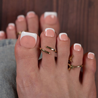 Coffee Latte French Tip T12 Toe Nails