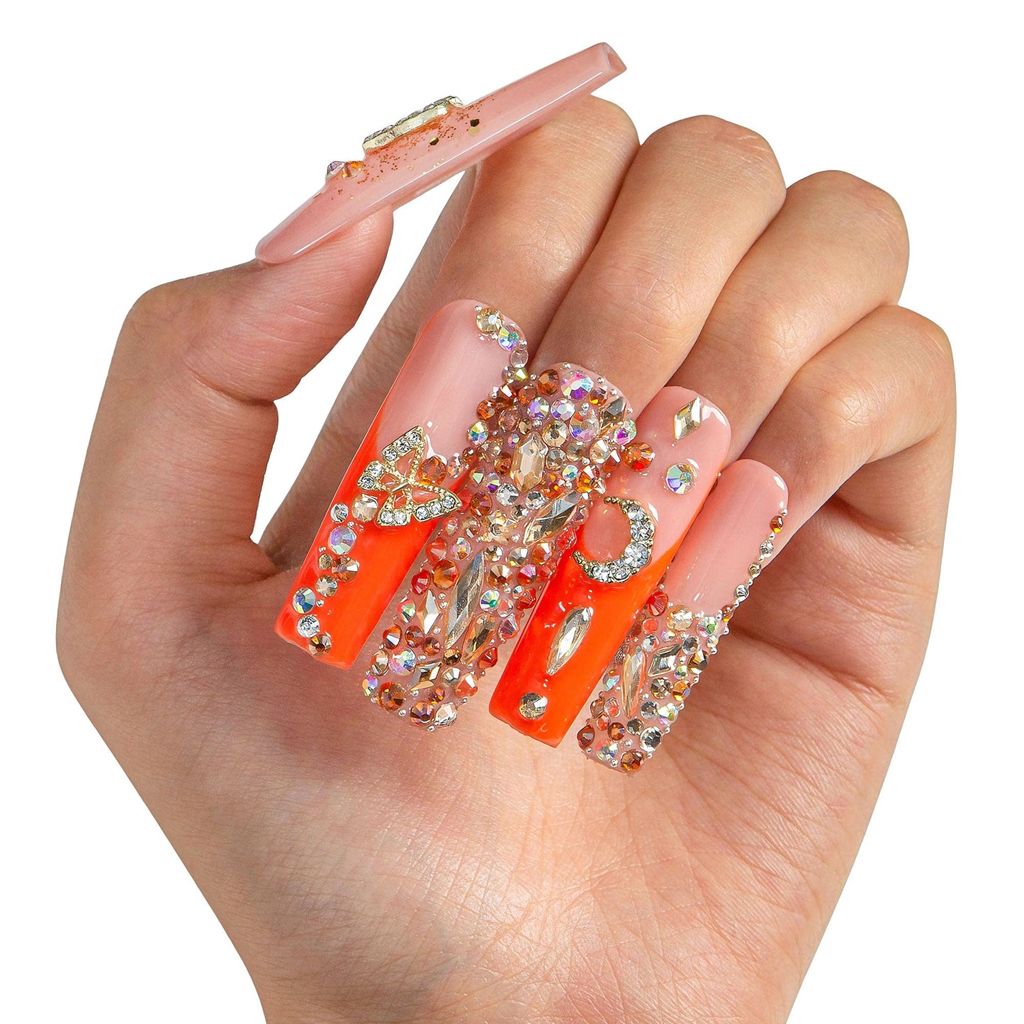 Neon Moon Cancer Handmade Nails H590