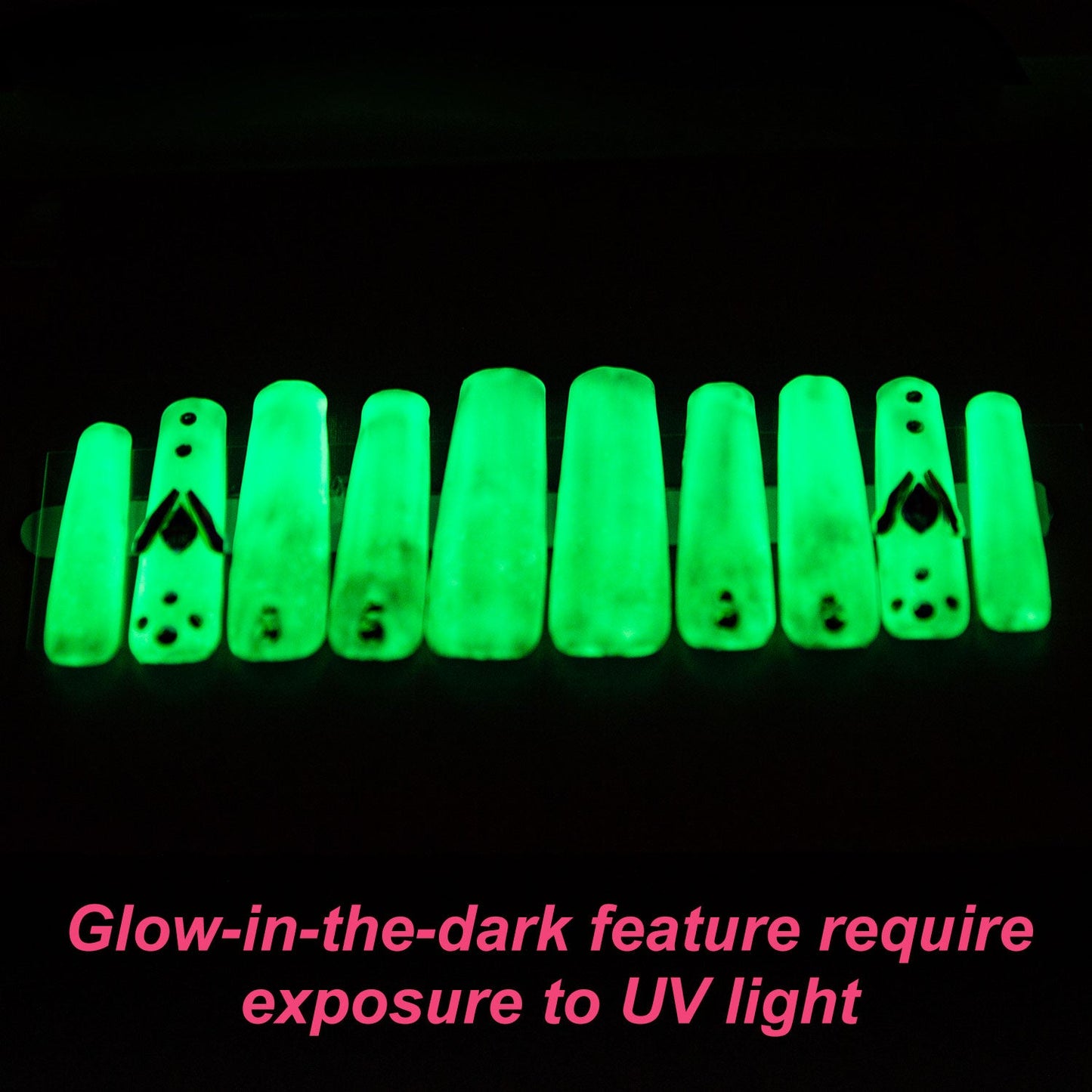 Clubbing Cinderella Handmade Nails GLOW IN THE DARK H25