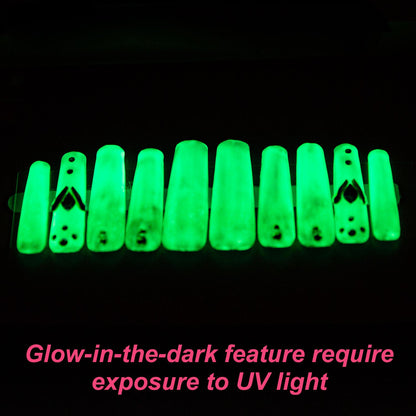 Clubbing Cinderella Handmade Nails GLOW IN THE DARK H25