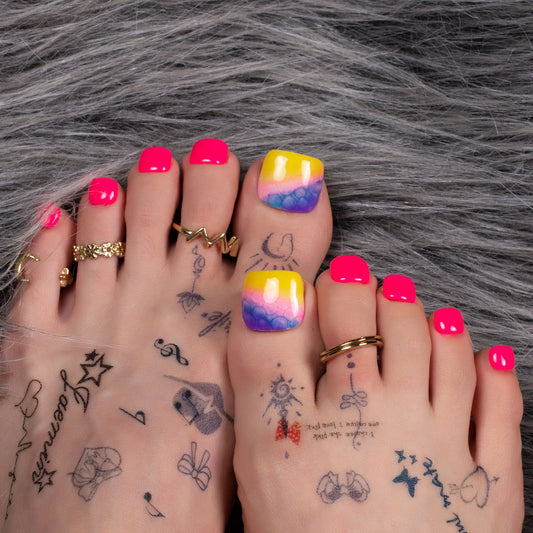 Tie-dye Neon T441 Toe Nails
