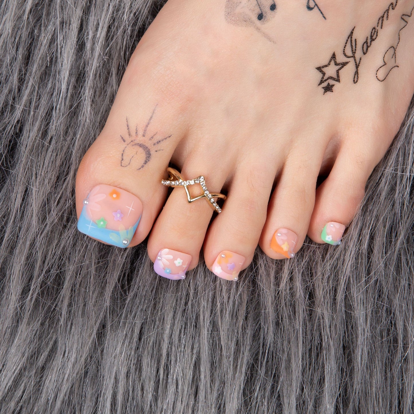 Summer Breeze Blue French Tip T216 Toe Nails