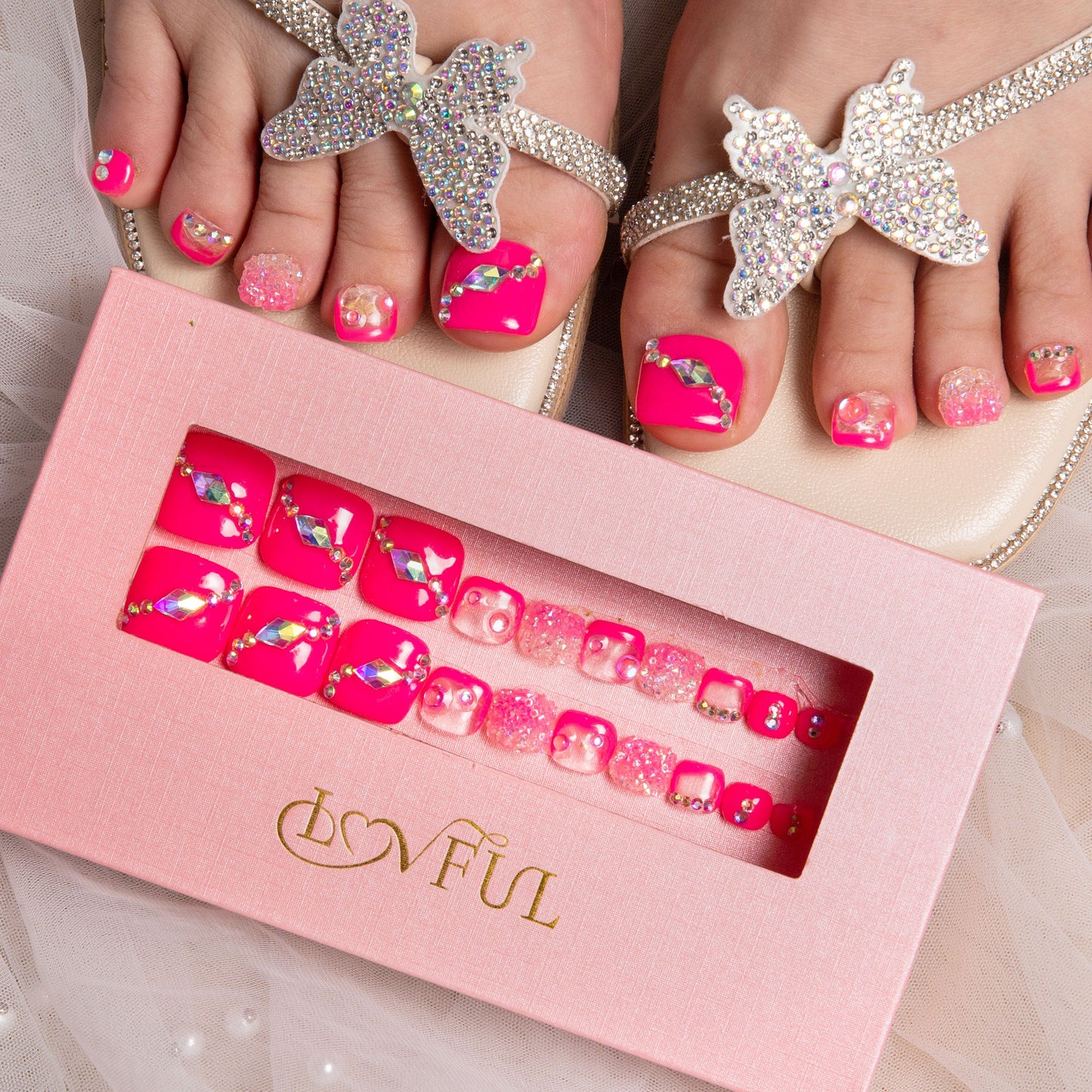 pink typhoon press on nails