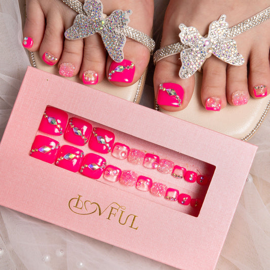 pink typhoon press on nails