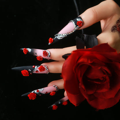 Scarlet Noir Handmade Nails H451