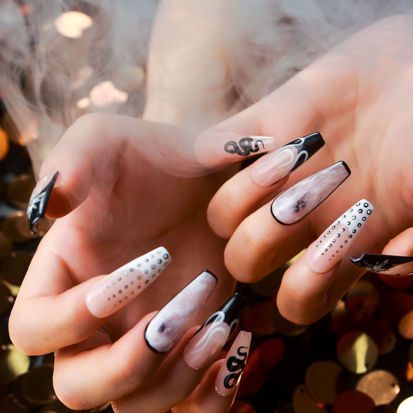 Midnight strain Handmade Nails H428