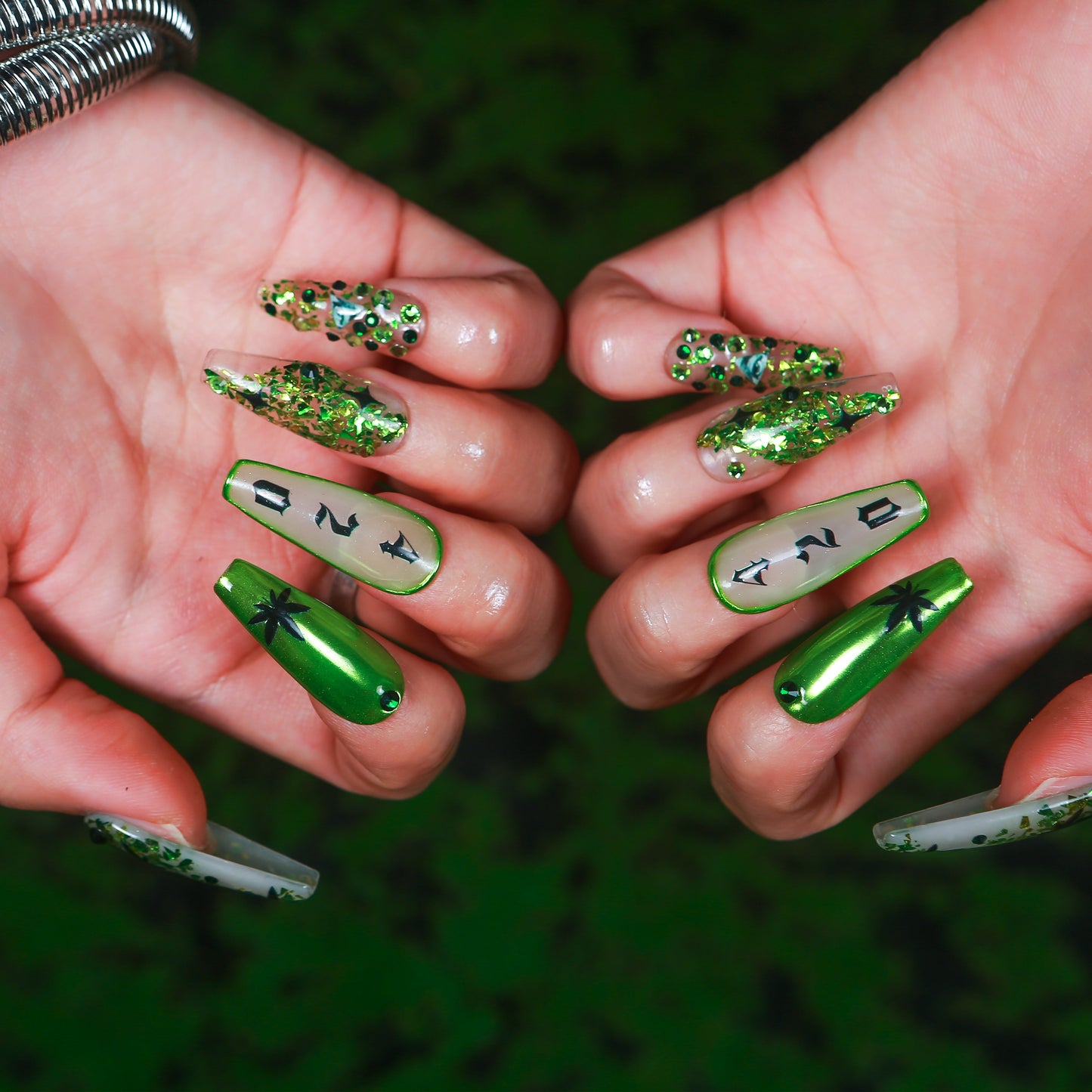 Emerald Haze Handmade Nails H429