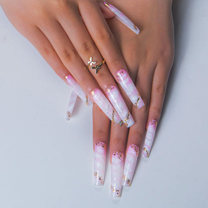 Ros¨¦ Swirls Handmade Nails H446