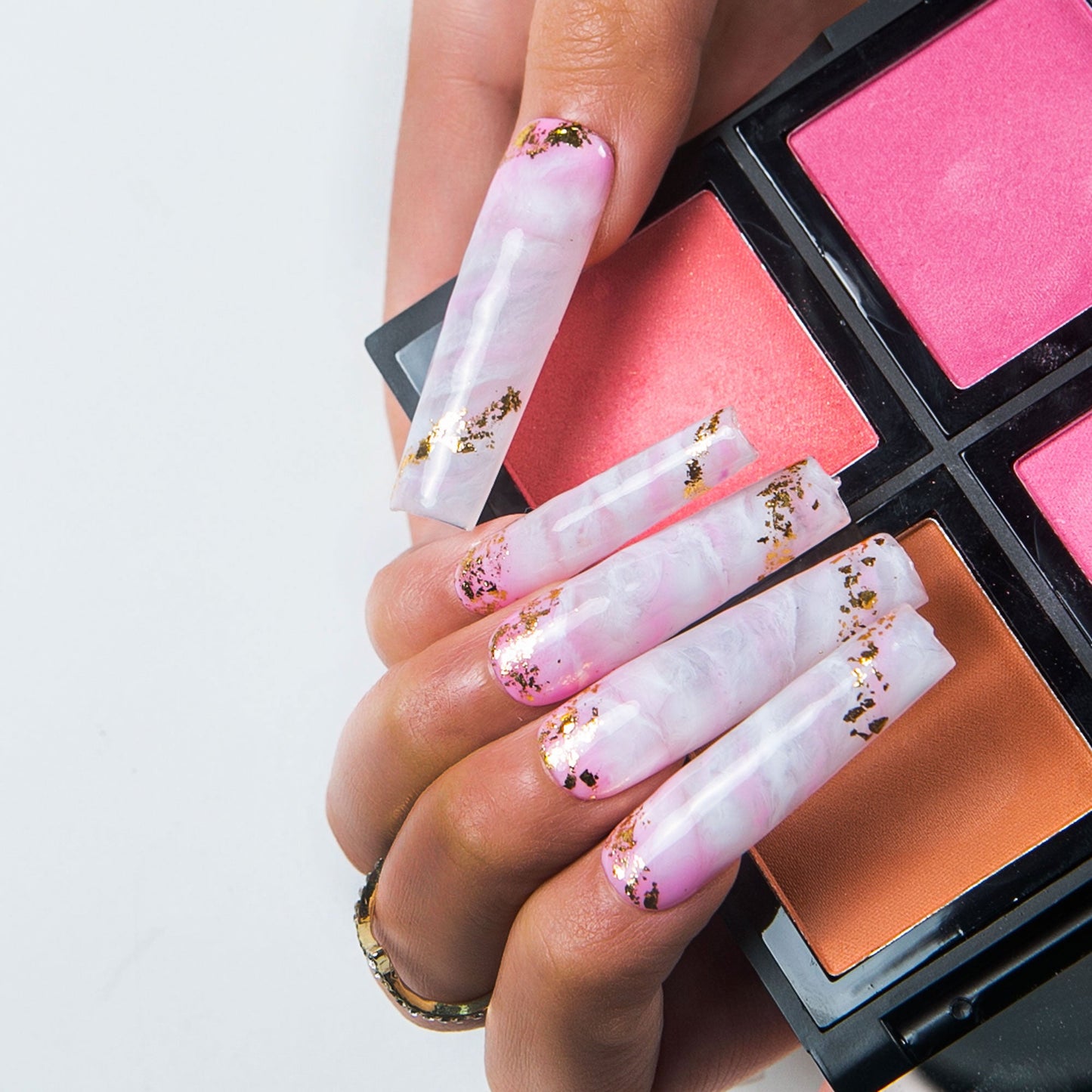 Ros¨¦ Swirls Handmade Nails H446