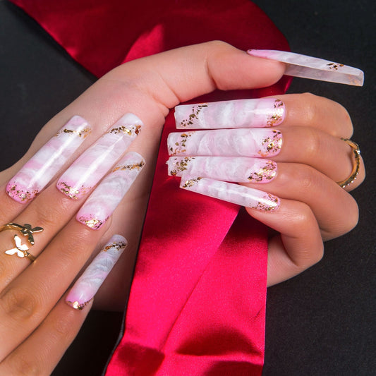 Ros¨¦ Swirls Handmade Nails H446