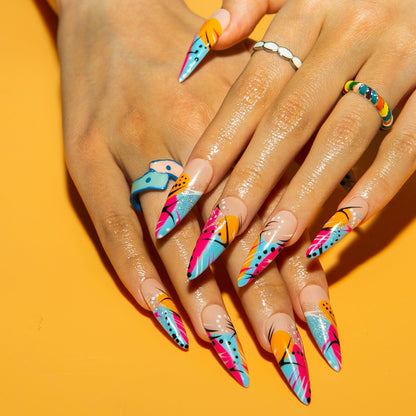 Tropical Paradise Handmade Nails H474