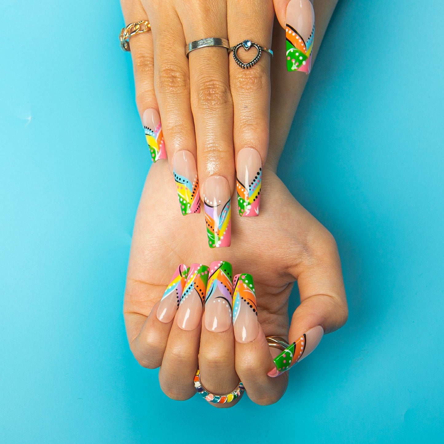 Rainbow Rhapsody Handmade Nails H472