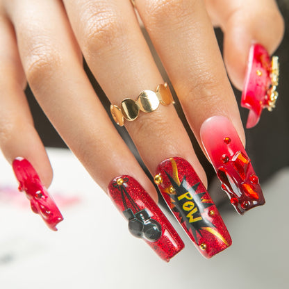 Fight Like a Girl Handmade Nails H490