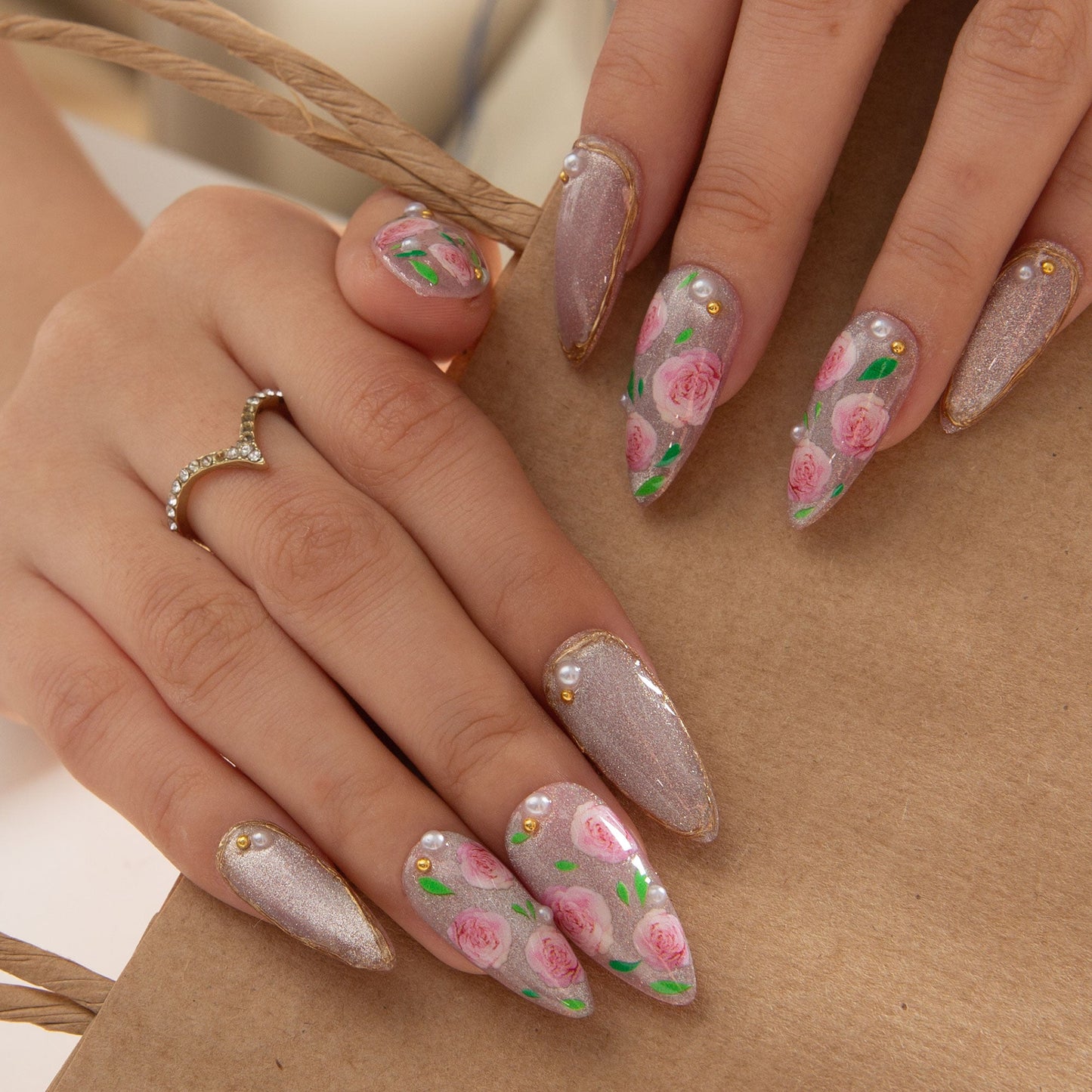 Victorian Rose Handmade Nails H440