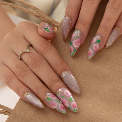 Victorian Rose Handmade Nails H440