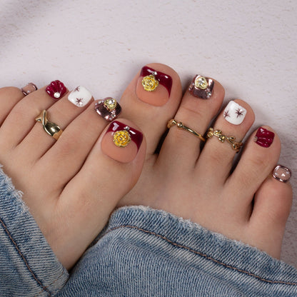 Royal Crimson T383 Toe Nails