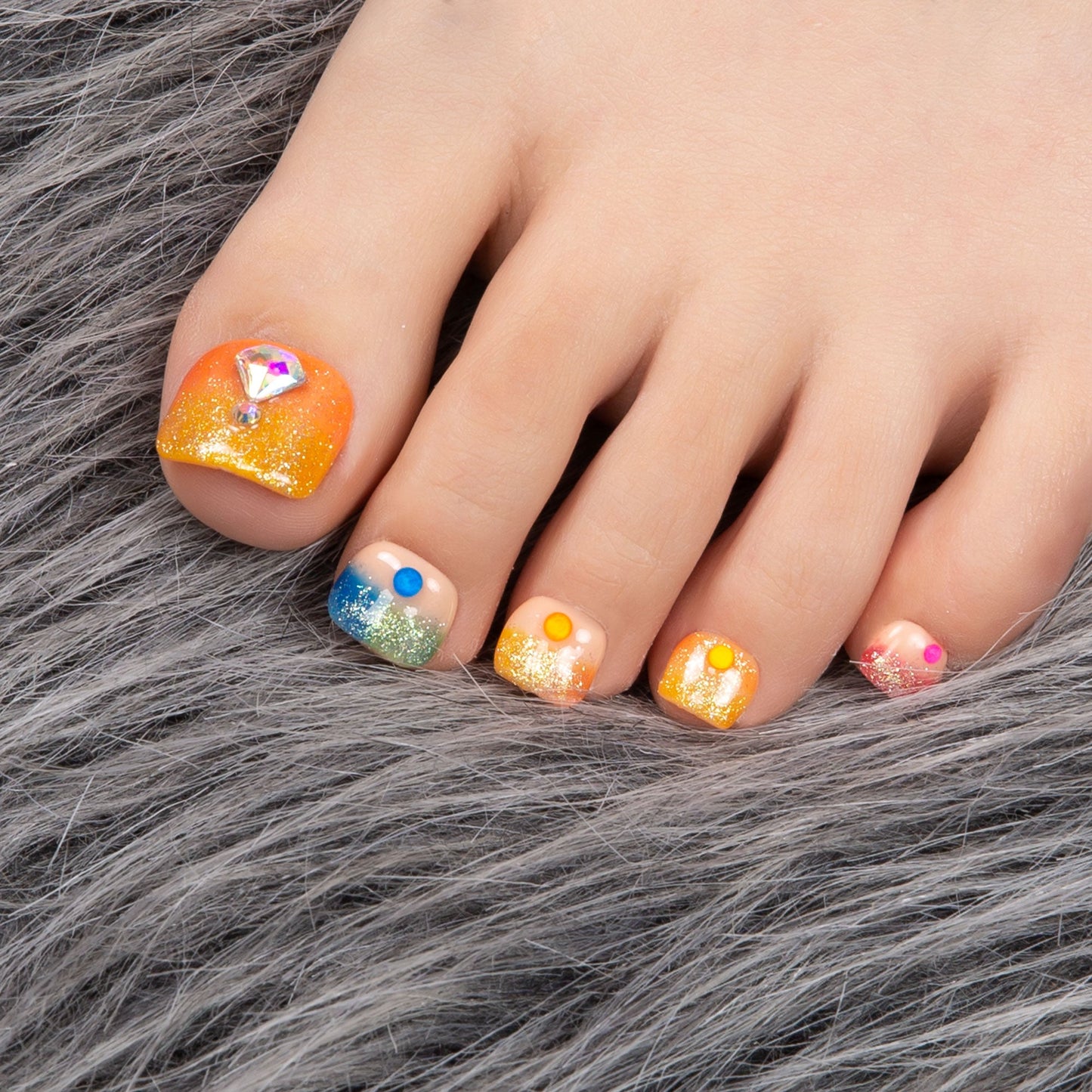 Rainbow Glass T252 Toe Nails