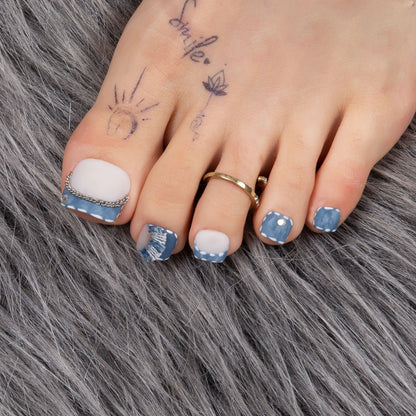 The Street Dancer Blue French Tip T61 Toe Nails