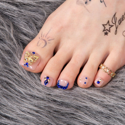 Virgo Blue French Tip T164 Toe Nails