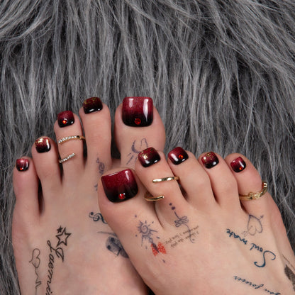 Rose Ashes Black and Red T07 Toe Nails