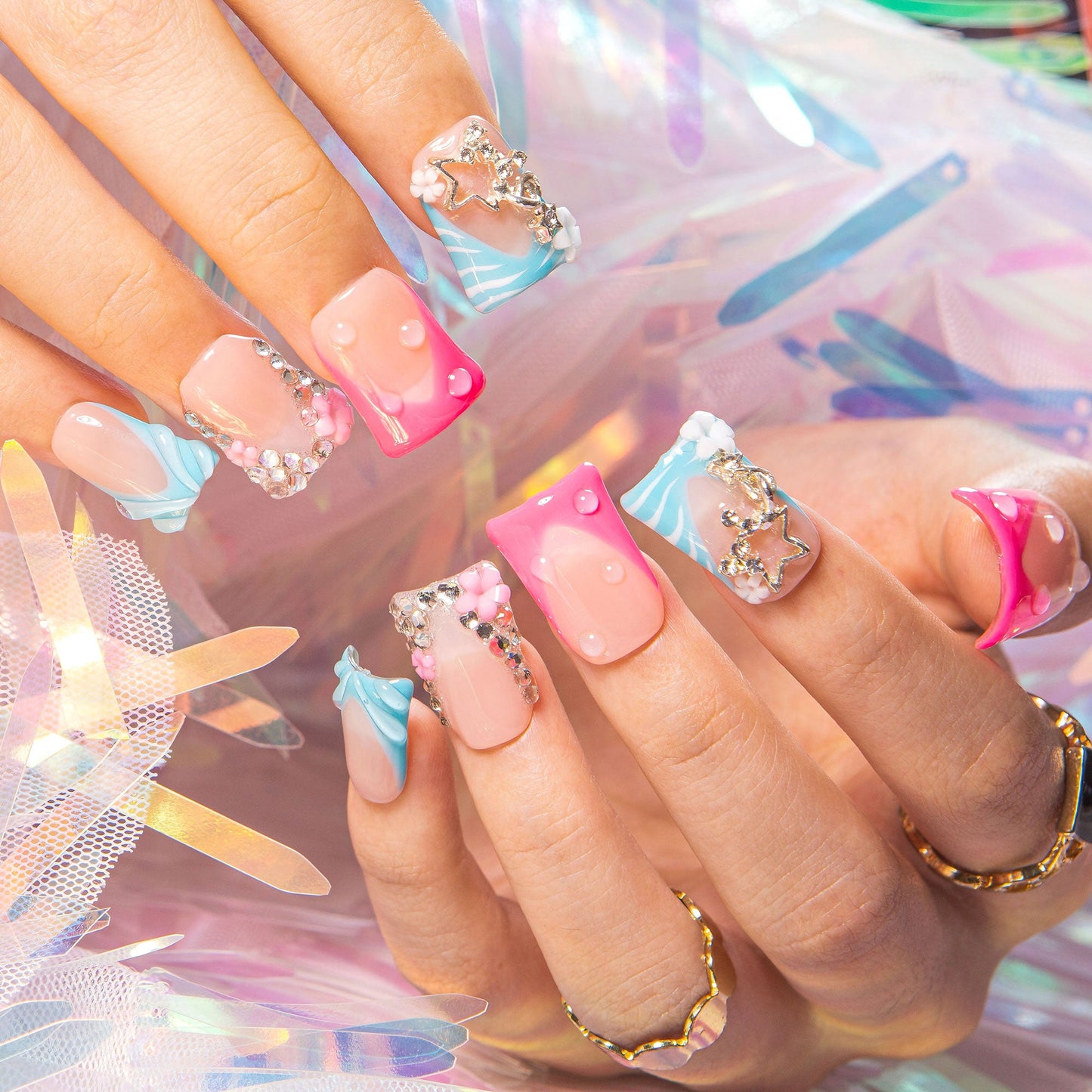 Cotton Candy Obsession Handmade Nails H581