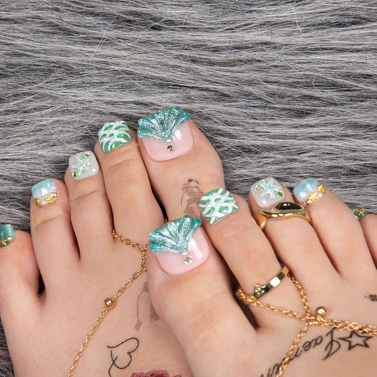 Surfing Girls Blue T119 Toe Nails