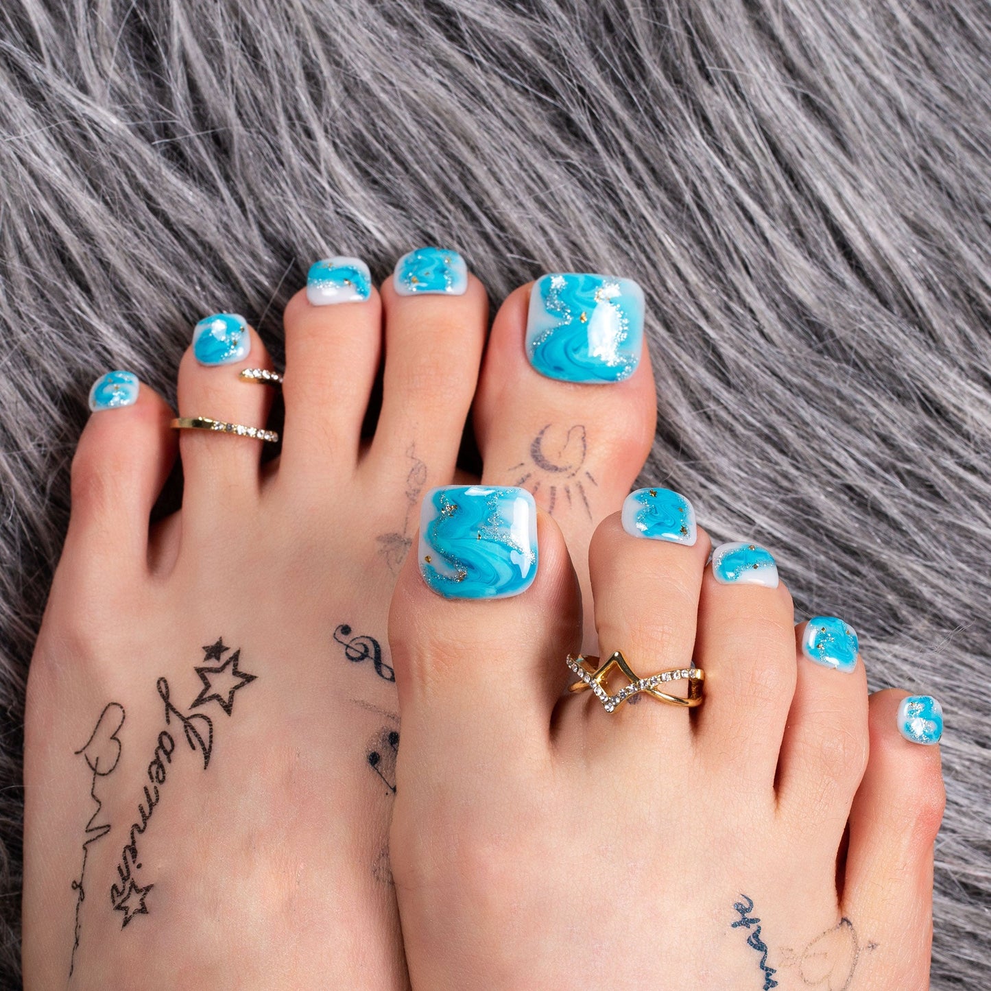 Blue Bay Wave Blue T63 Toe Nails