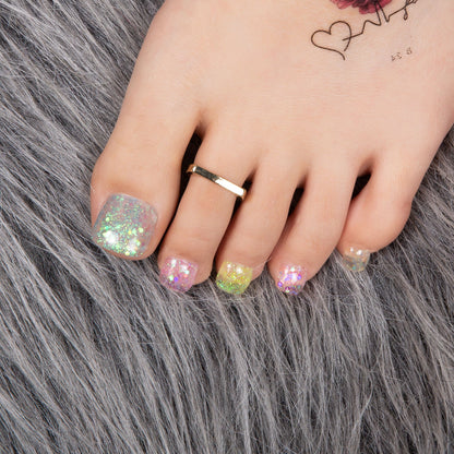 Coral Dream Rhinestone T59 Toe Nails