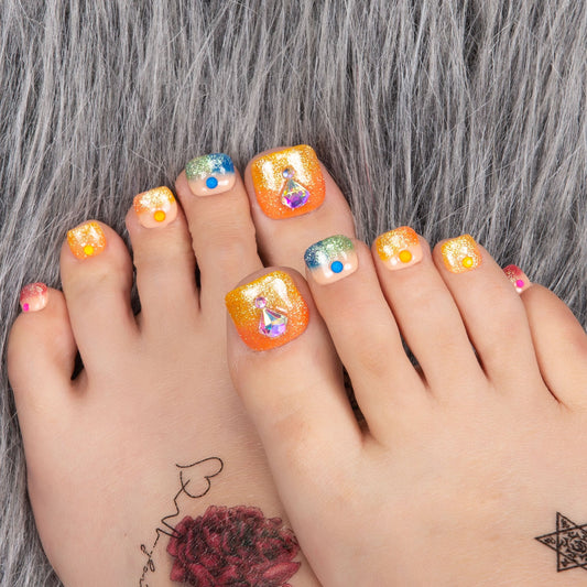 Rainbow Glass T252 Toe Nails