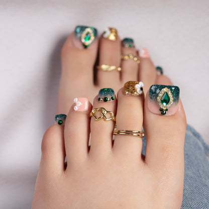 Green Enamel T235 Toe Nails