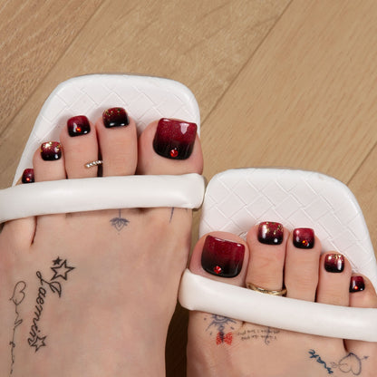 Rose Ashes Black and Red T07 Toe Nails