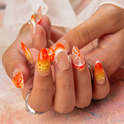 Holy Hibiscus Heat Handmade Nails H546