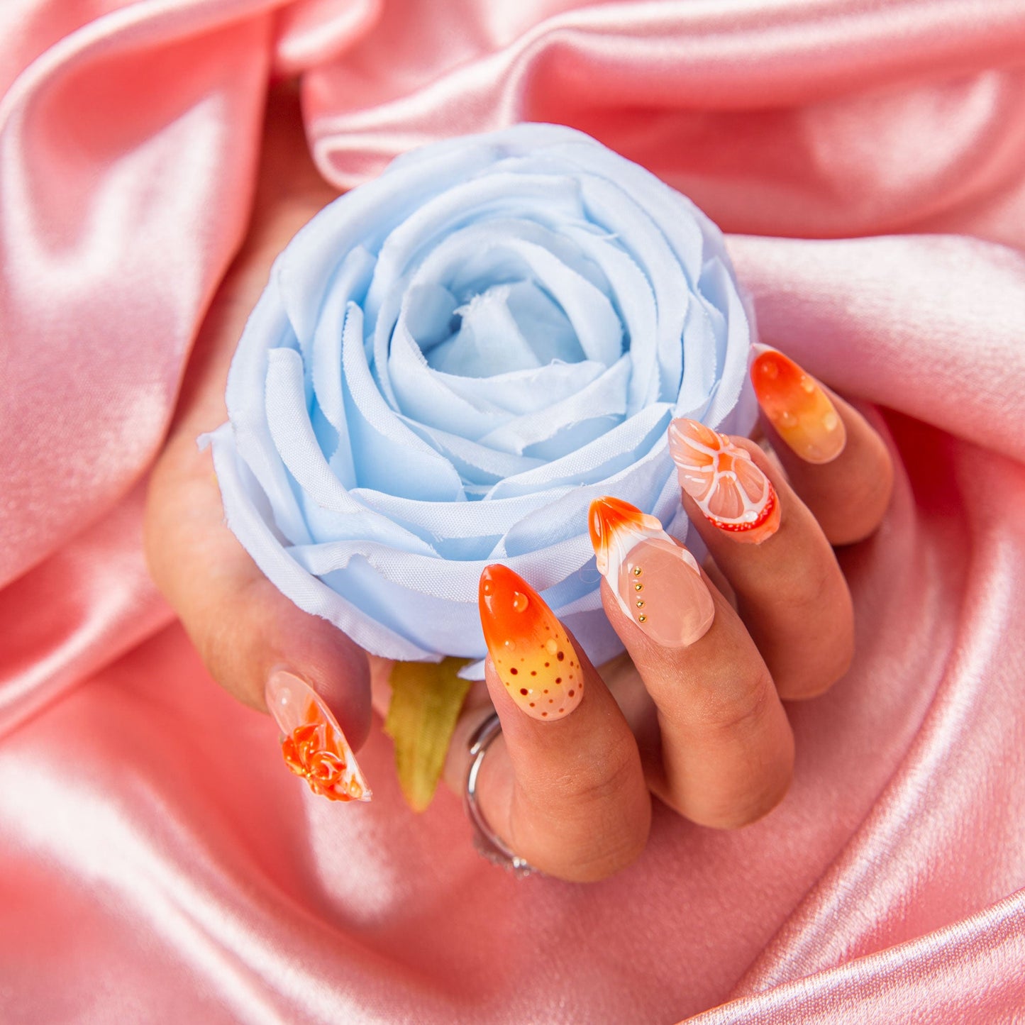 Holy Hibiscus Heat Handmade Nails H546