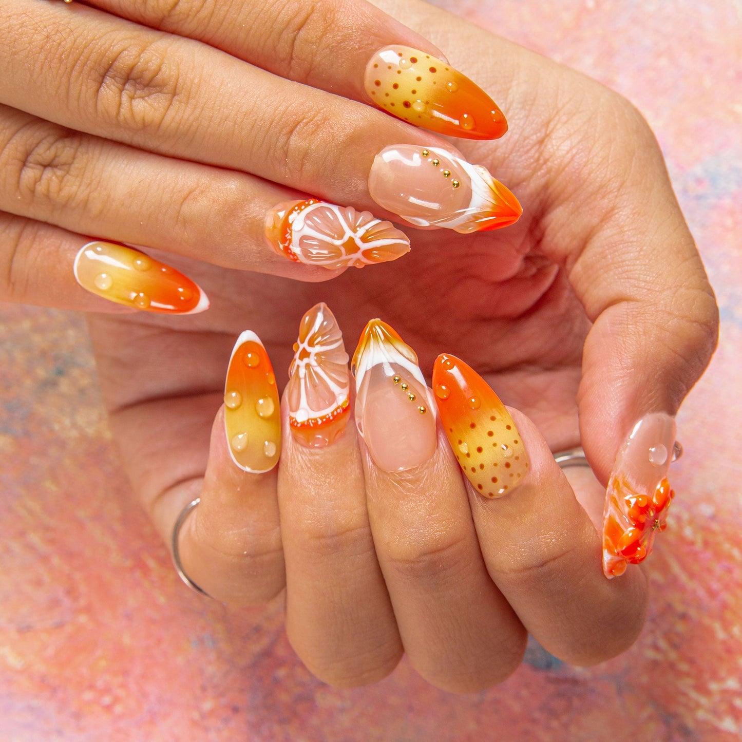 Holy Hibiscus Heat Handmade Nails H546