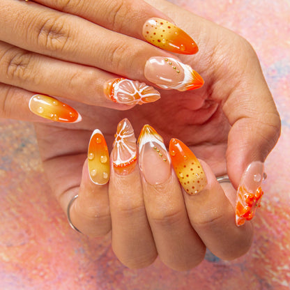 Holy Hibiscus Heat Handmade Nails H546