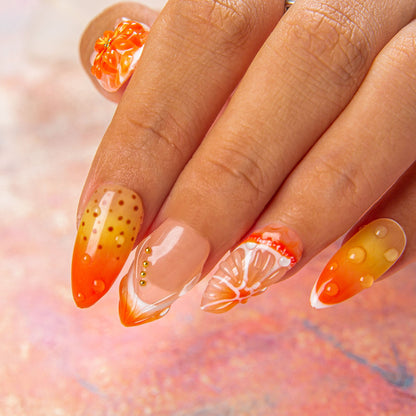 Holy Hibiscus Heat Handmade Nails H546