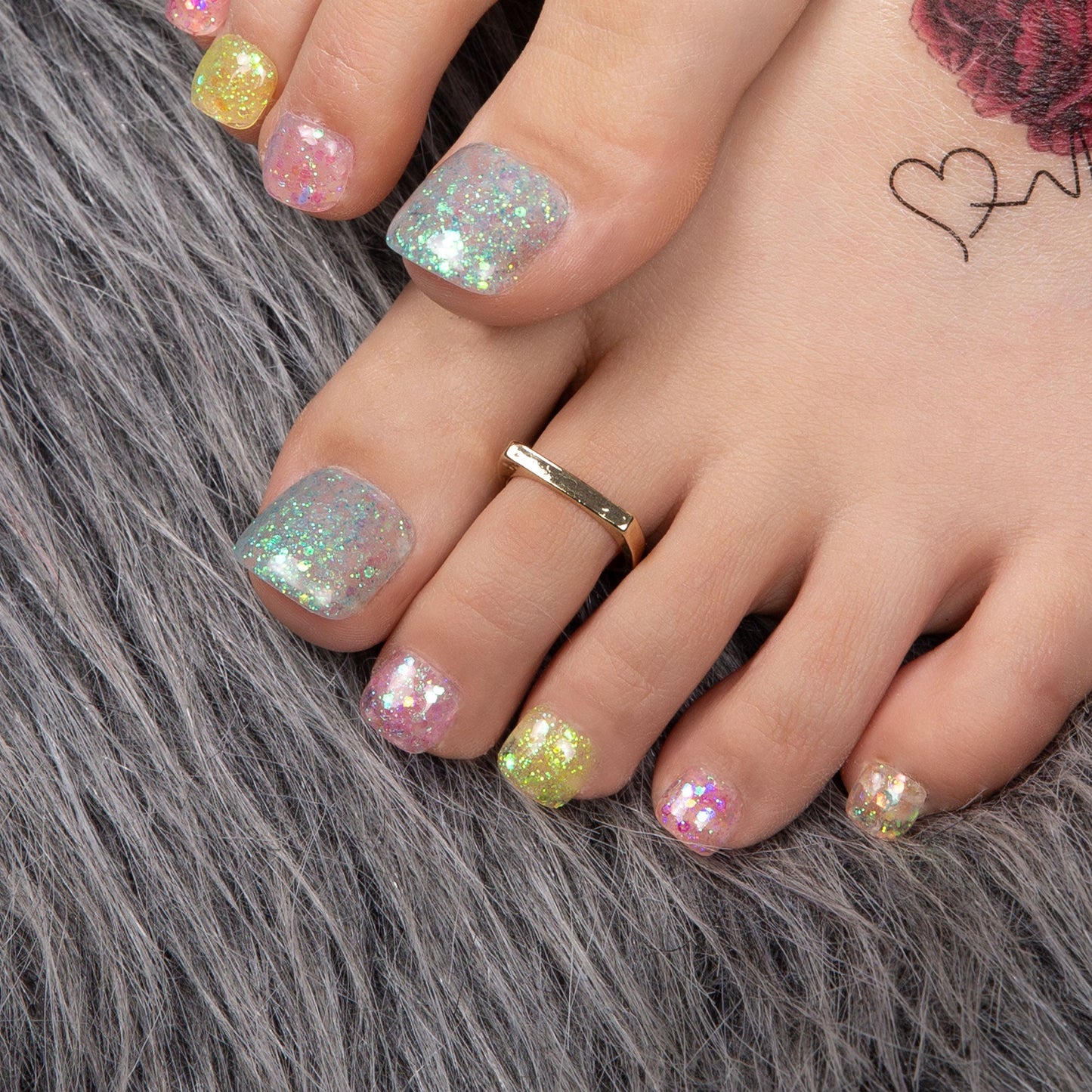 Coral Dream Rhinestone T59 Toe Nails