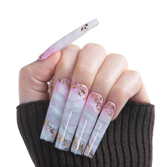 Ros¨¦ Swirls Handmade Nails H446