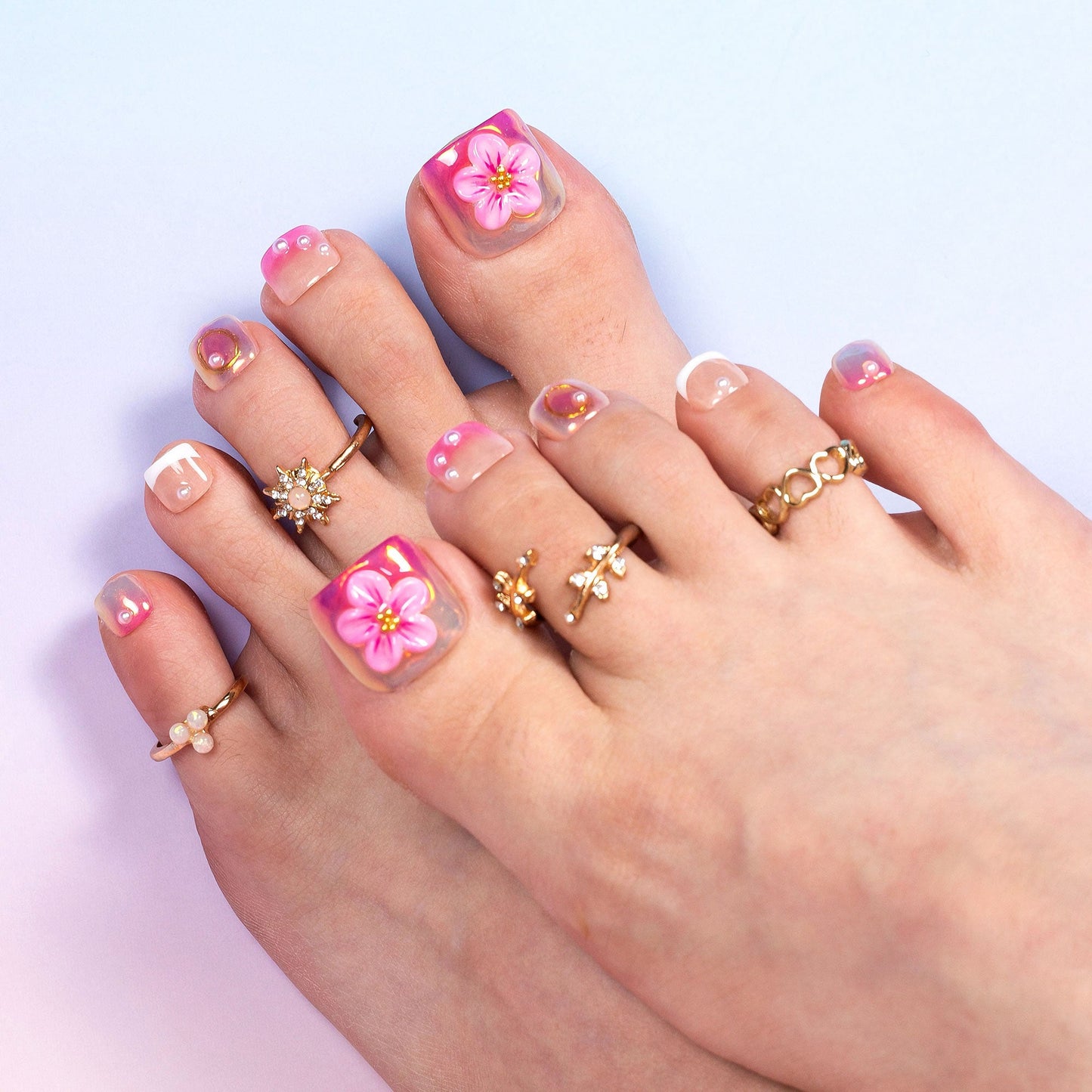 Summer Spritzer T496 Toe Nails - 20Pcs Free Size