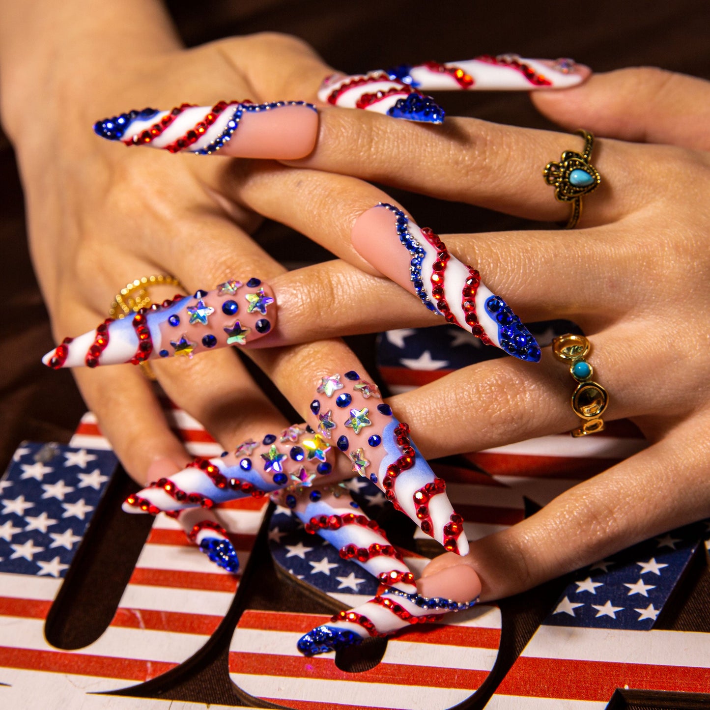 Drippin¡¯ in Freedom Handmade Nails H601